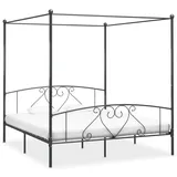 vidaXL Himmelbett-Gestell Grau Metall 180 x 200 cm