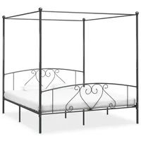vidaXL Himmelbett-Gestell Grau Metall 180 x 200 cm