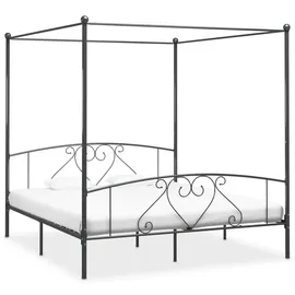 vidaXL Himmelbett-Gestell Grau Metall 180 x 200 cm