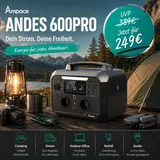 Ampace Andes 600Pro Tragbare Powerstation Camping Solarspeicher 584Wh 600W