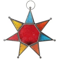 Guru-Shop Windlicht »Orientalischer Glas Stern in marrokanischem..« bunt 25 cm x 25 cm x 7 cm