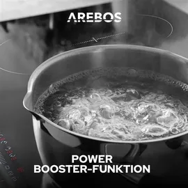Arebos Induktionskochfeld mit Booster-Funktion | 7200W | 4 Kochfelder Flexzone | 59 cm | Autark mit Sensor Touch, Timer, Kindersicherung, �berhitzungsschutz,