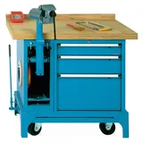 LOKOMA Mobile Werkbank Premium mit Schubladen + Schraubstock, TK 1.500 kg, HxBxT 850 x 1.000 x 700 mm, schwarzgrau