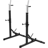 GORILLA SPORTS® Langhantelablage - 79 x 150-190 x 133 cm, Höhenverstellbar, mit Dip-Ständer, bis 250 kg belastbar, Stahl - Langhantelständer, Squat Rack, Kniebeugenständer, Hantelständer, Hantelablage