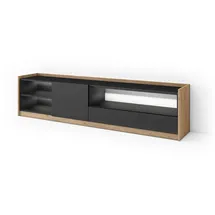 SKRAUT HOME Lowboard 207x50x37 cm Schwarz/Eiche Holzwerkstoff