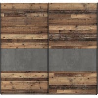 Forte Möbel Kleiderschrank, Holzwerkstoff, Old – Wood Vintage/Betonoptik dunkelgrau, Groß