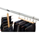 2 Stück Hosenbügel Platzsparend Mehrfach - 5 in 1 Hosen Kleiderbügel aus Holz und Edelstahl Ausziehbar - Faltbare Multi Bügel - Kleiderbügelhalter - Magic Pant Hangers