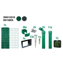 GAH Alberts Zaun-Komplettset 10 m x 100 cm Grün/Stahl