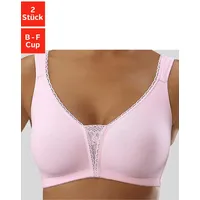 PETITE FLEUR Soft-BH PETITE FLEUR, Damen, Gr. 85, Cup F, rosa (rosa, weiß), Jersey, Obermaterial: 90% Baumwolle, 5% Elasthan, 5% Polyamid, BHs Soft-BH, ohne Bügel, Baumwolle mit Spitzen-Details, große Größen, bequemer BH