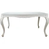 Casa Padrino Barock Luxus Esstisch Weiss 200 x 100 x H. 78 cm - Esszimmertisch mit Glasplatte - Hotel & Restaurant Möbel - Made in Italy