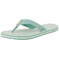 TOMMY HILFIGER Damen TH Stripes Beach Sandal FW0FW08528 Zehentrenner, Green (Charming Green), 40 EU