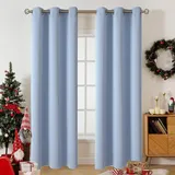 Muutos Thermo Gardinen, Ösenvorhang Blickdicht, Blickdicht Thermo Schalldämmend, für Dekoration Weihnachten, H 250 x B 120cm, Hellblau