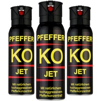KO Pfefferspray Jet | Fog Verteidigungsspray | Abwehrspray Hundeabwehr | zur Selbstverteidigung | Sparset | Made in Germany (Jet 100 ML 3 STK)