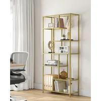 VASAGLE Bücherregal 6 Ablagen 0 x 0 x 0 cm Gold-Transparent