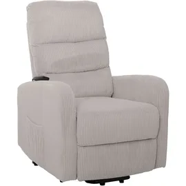 Mendler Fernsehsessel HWC-K62, Relaxsessel TV-Sessel Liege, Liegefunktion Aufstehhilfe, Metall Stoff/Textil Cord ~ hellgrau