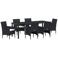 VidaXL 7-teiliges Garten-Essbereich Schwarz Poly-Rattan
