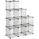 Homcom Regalsystem DIY Würfelregal, 9 Fächer, Steckregal aus Stahldraht,