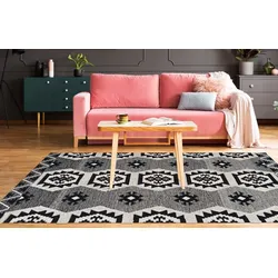 Teppich ARTE ESPINA "Ethnie 300", grau, B:120cm H:10mm L:170cm, Baumwolle, Teppiche, 3D-Design, Kurzflorteppich, Ethno-Design