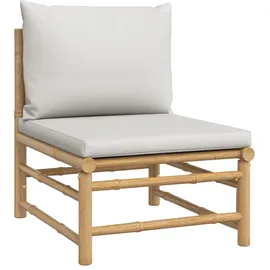 vidaXL Garten-Lounge-Set 7-tlg. mit hellgrauen Kissen Bambus braun