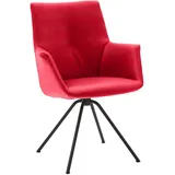 Dieter Knoll Armlehnstuhl, Rot, Schwarz, Metall, Leder, Echtleder, Semi-Anilinleder, Rundrohr, 65x91x63 cm, Beinauswahl, Lederauswahl, Typenauswahl, Esszimmer, Stühle, Esszimmerstühle, Armlehnenstühle