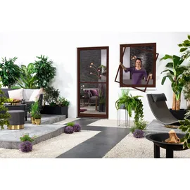 hecht International Fliegengitter Fensterbausatz Master Slim 130 x 150 cm Braun