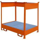 Eichinger® Fass-Stapelpalette mit Auffangwanne, 2 x Fässer reinorange