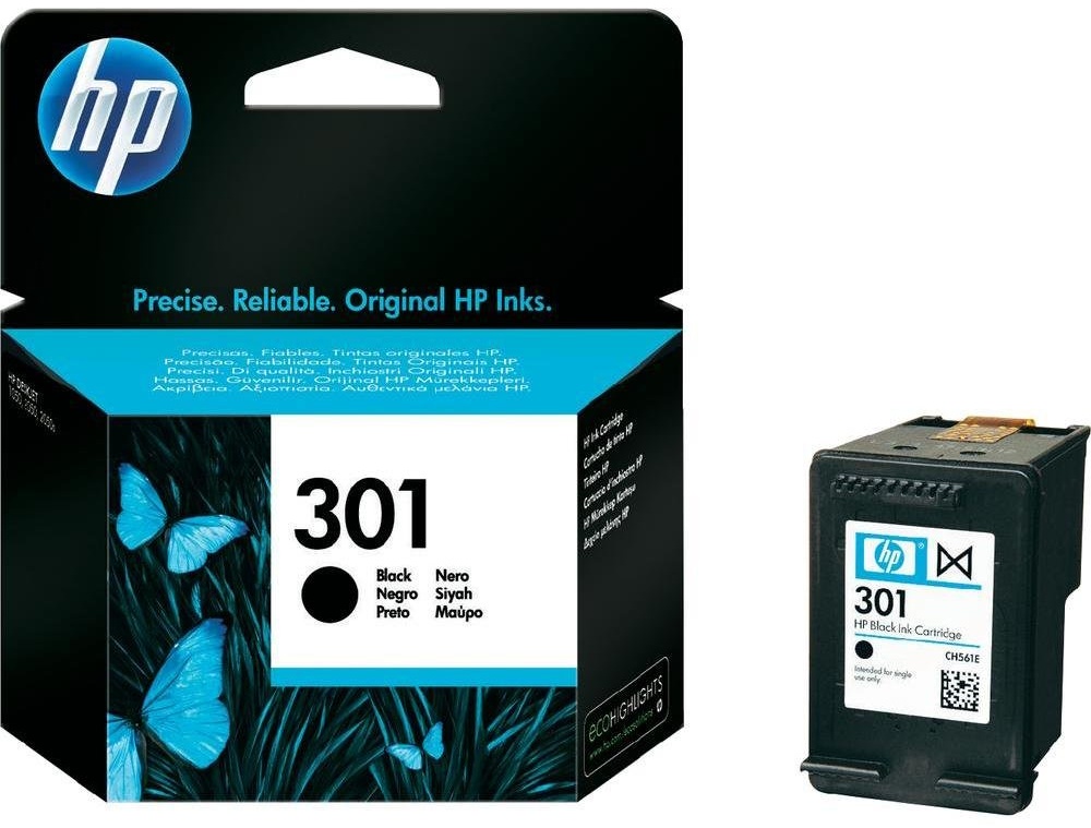 HP 301 Black Original Ink Cartridge Pages Yield 190 (P/N CH561EE)