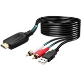 UNSTINCER HDMI ARC zu Cinch Wandler Kabel 110cm/43in, 192kHz 24Bit Audio Extractor Konverter mit USB Powered, Unterstützt CEC PCM 2.0 - RCA L/R Adapter für TV mit ARC-Anschluss zu Lautsprecher