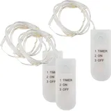 VBS 3er-Pack Micro LED-Lichterkette mit Timer 10 LEDs - Transparent