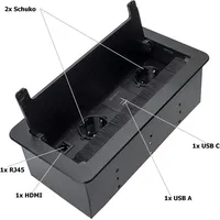 Designlight INBOX MöbelEinbausteckdose mit USB A, - C, RJ45