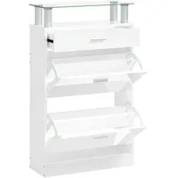 VidaXL Schuhschrank Hochglanz-Weiß 63x24x104 cm Holzwerkstoff