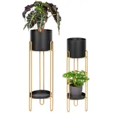 bremermann Blumenhocker 2er-Set, Metall-Blumenständer, Blumensäule schwarz/gold