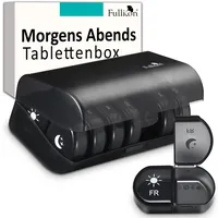 Fullicon Pillendose mit großer Kapazität, sichere robustem Druck, auslaufsicherer täglicher Pillen-Organizer, 7-Tage-Pillendose, Organizer, Reise-Pillen-Organizer (Schwarz)