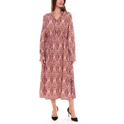 HECHTER PARIS Damen Midi-Kleid modisches Sommer-Kleid mit Allover-Muster 20490940 Bunt - 34