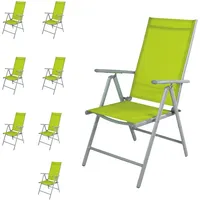Mojawo 8 Stück Garten Klappstuhl Aluminium - Textilen Silbergrau/Lime