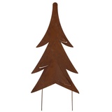 my home Dekobaum »Tanne, Weihnachtsdeko aussen«, Gartenstecker aus Metall, mit rostiger Oberfläche, Höhe ca. 100 cm, braun