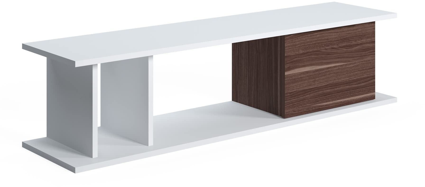 Amazon-Marke: Movian TV-Ständer Luur, Lowboard-Schrank, Mittel, 140 x 35 x 34 cm, Weiß-Walnuss