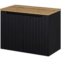 [en.casa] Waschbeckenunterschrank Skelbolu mit 2 Türen 80x60x40cm Schwarz/Eichenoptik