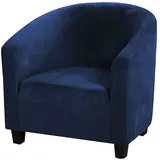 C/N Sesselbezug, dehnbar, aus Samt, Sesselbezug, Cabriolet-Sessel, 1-Sitzer, Bezug für Sessel, Tullsta Chesterfield, elastisch, Marineblau