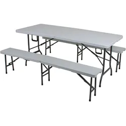 3tlg. Garten Set MUFARO Tisch Bänke Sitzgruppe Essgruppe Garnitur Camping Möbel