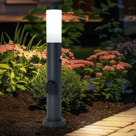 GLOBO RGB LED Sockelleuchte, Bewegungsmelder 2x Steckdose - Grau