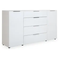 Stella Trading Sideboard Kommode Santorin Glasfront Weiß, 180 cm breit