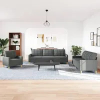 IKAYAA Sofagarnitur, Sofa Set 3 2 Wohnzimmer, Sofa 3 2 1 Set, Couch Set, Futon Set, Wohnzimmer Couch Set, Couch 3 2 1 Set, 2-Sitzer-Sofa+3-Sitzer+Sessel Dunkelgrau