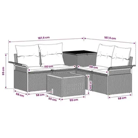 vidaXL Sofa Set 6-tlg. Loungesofa schwarz