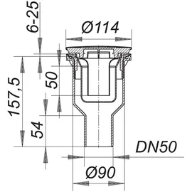 Dallmer Duschwannenablauf Orio V senkrecht, Edelstahl DN 50, 160218