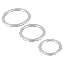 You2Toys 3-teiliges Penisring-Set Metallic Silicone Cock Ring Set aus Silikon, silber