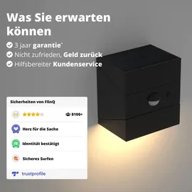 FlinQ Außenleuchte Kunststoff 2er-Pack Solar mit Bewegungsmelder schwarz