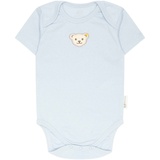 Steiff Baby Body - Strampler, Baumwolle, Bär, Logo, kurzarm, einfarbig Hellblau 74