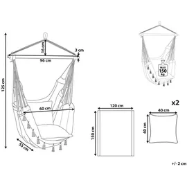 Beliani Hängesessel Beige, Textil, 96x125x55 cm Gartenmöbel, Hängesessel