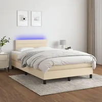 VidaXL Boxspringbett mit Matratze & LED Creme 120x200 cm